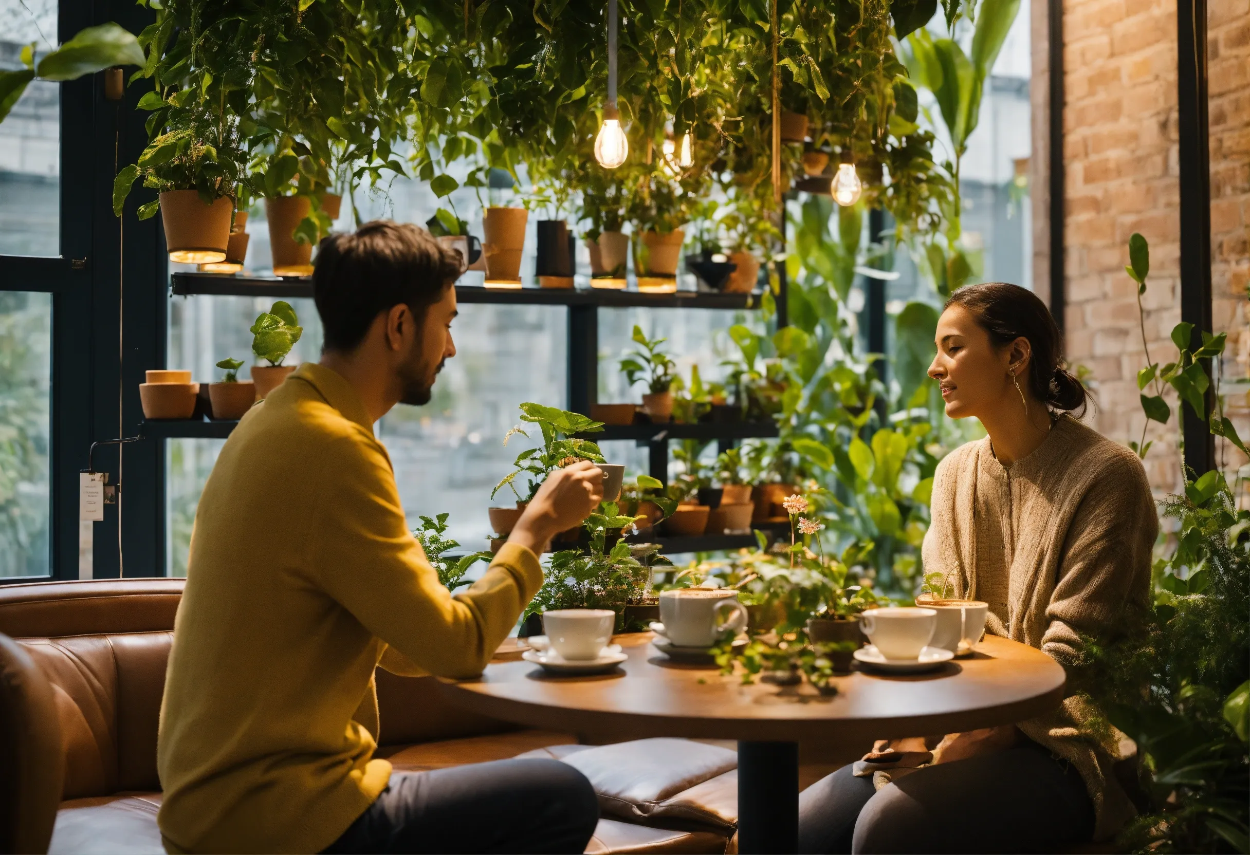 Living room corner with large Monstera plant